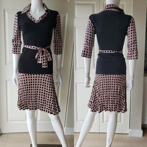 Bebe Size Medium Vintage Y2k Silk Blend Midi Shirt Dress